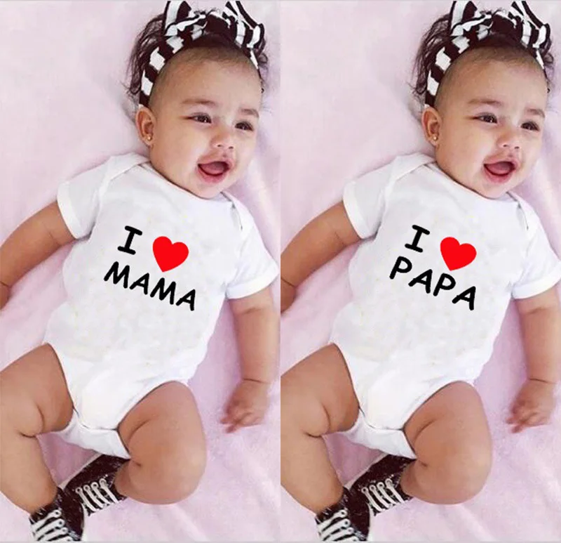 

Baby Bodysuit for Newborns Boy and Girls Clothes I Love MAMA PAPA Twins Baby Clothes Kids Jumpsuit Bodysuit S