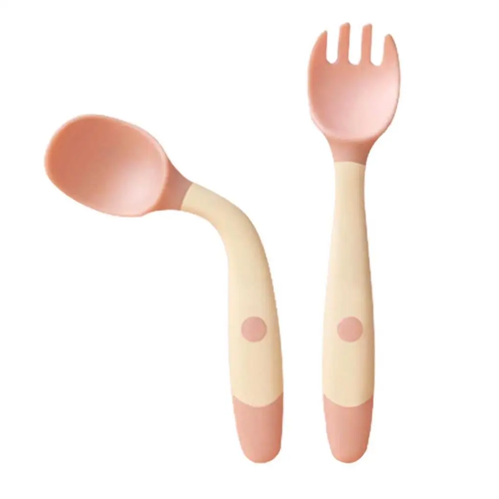 

Ложка и вилка Детские гибкие силиконовые с нескользящей ручкой, 360 градусов