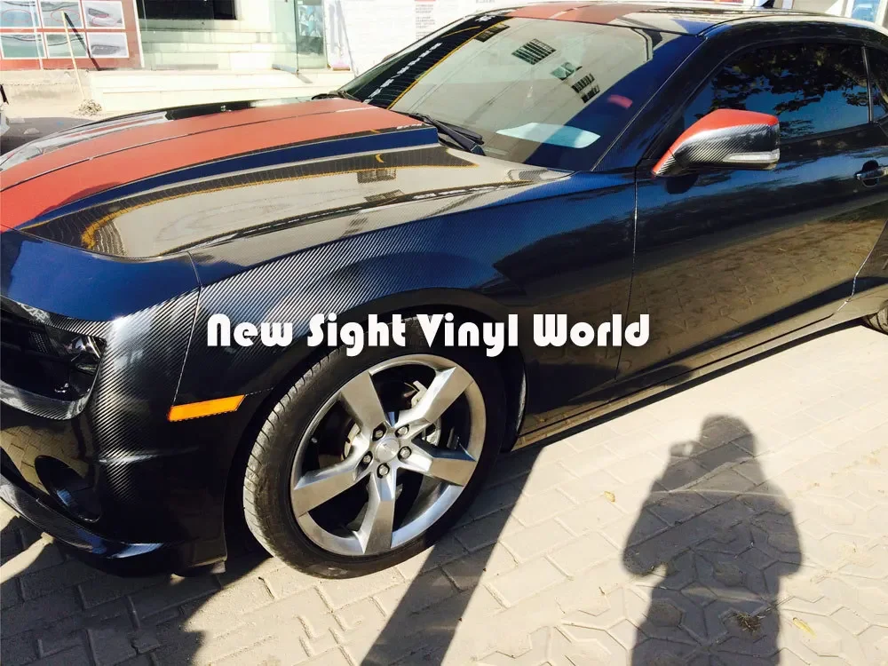 Высококачественная глянцевая черная 5D углеволоконная виниловая Пленка