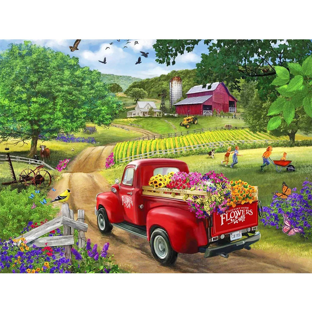 

Miaodu DIY Diamond Painting New Landscape 5D Full Round Mosaic Car Farm Embroidery Set Creative Hobbies Home Decor Gift