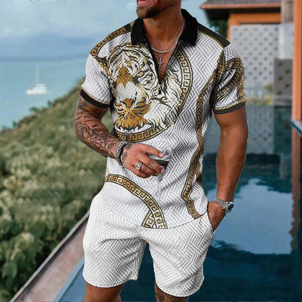 Summer Luxury Polo Shirts Shorts Set Men Brand Male Clothing Short-Sleeved Tracksuit Streetwear Casual Social T Shirt Lapel Suit
