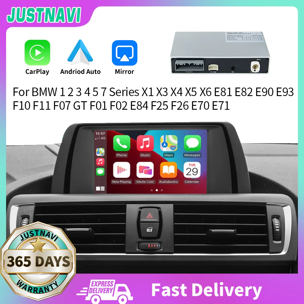 

JUSTNAVI Wireless Carplay For BMW 1 2 3 4 5 7 Series X1 X3 X4 X5 X6 E81 E82 E90 E93 F10 F11 F07 GT F01 F02 E84 F25 F26 E70 E71