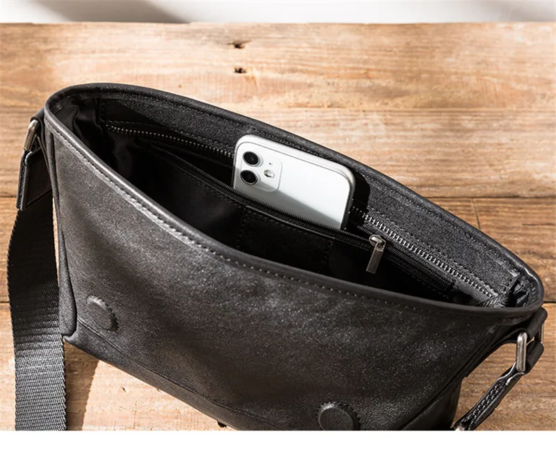 PNDME Outdoor casual daily genuine leather men's black shoulder bag fashion luxury natural soft real cowhide messenger bag