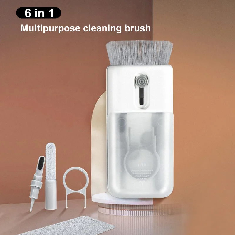 

Keyboard Cleaner 6 In 1 Soft Cleaning Brush With Key Puller Keycap Double Head Cleaning Brush Tool for Airpods Cleaning Kit