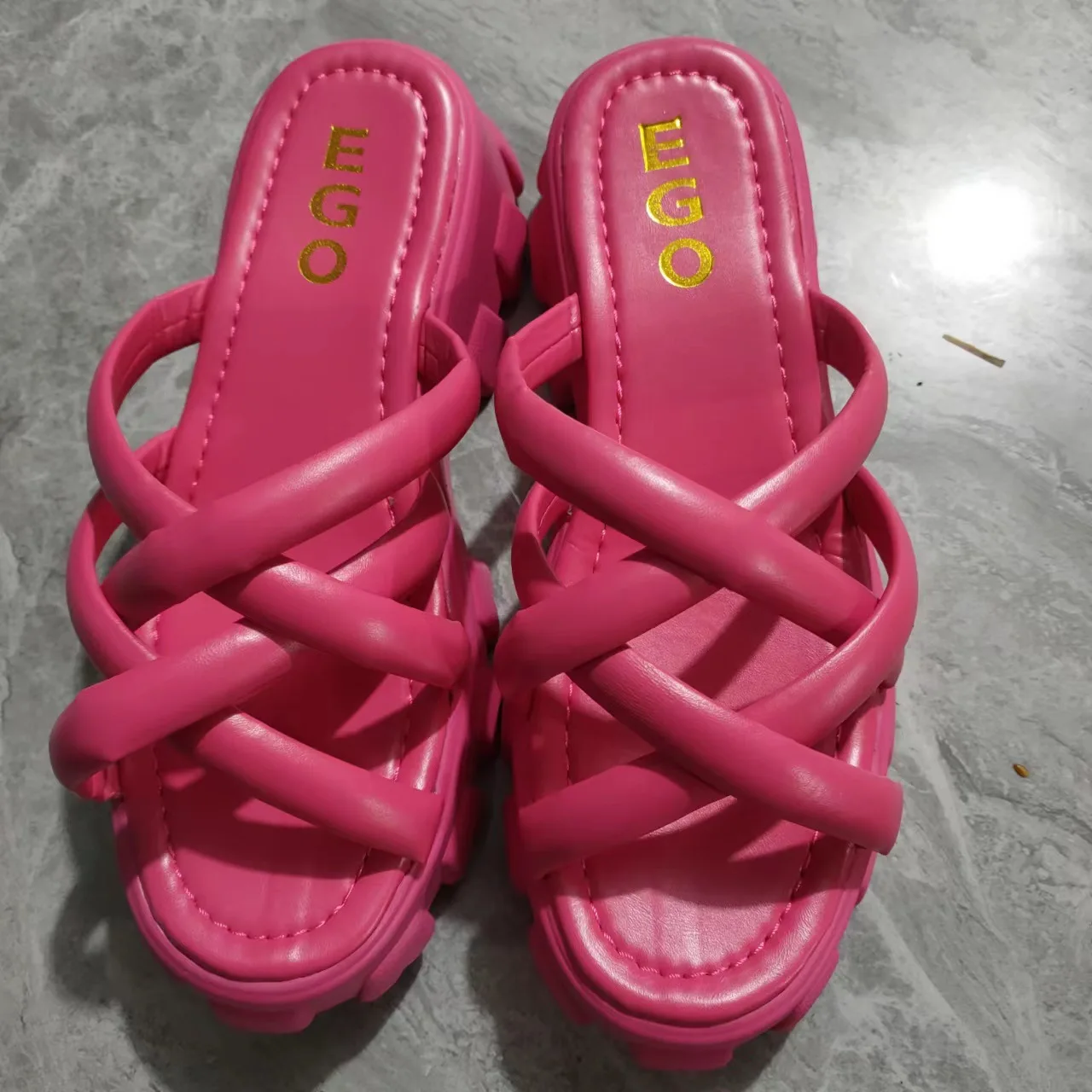 women's slipper 2023 summer sandals slipper for women slides open toe cross narrow flat heel platform thick bottom female shoes