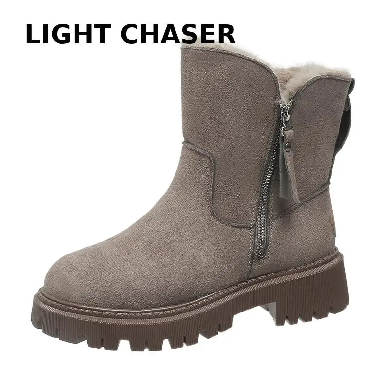 Snow Boots Women's Winter New Velvet Women's Shoes Warm Boots Cotton Shoes Thick Sole Zipper Casual Large Size Women's Boots