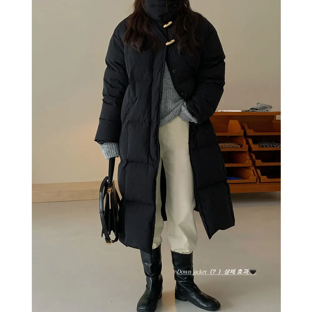 90% white duck down jacket women's autumn and winter stand collar warm medium long thickened coat