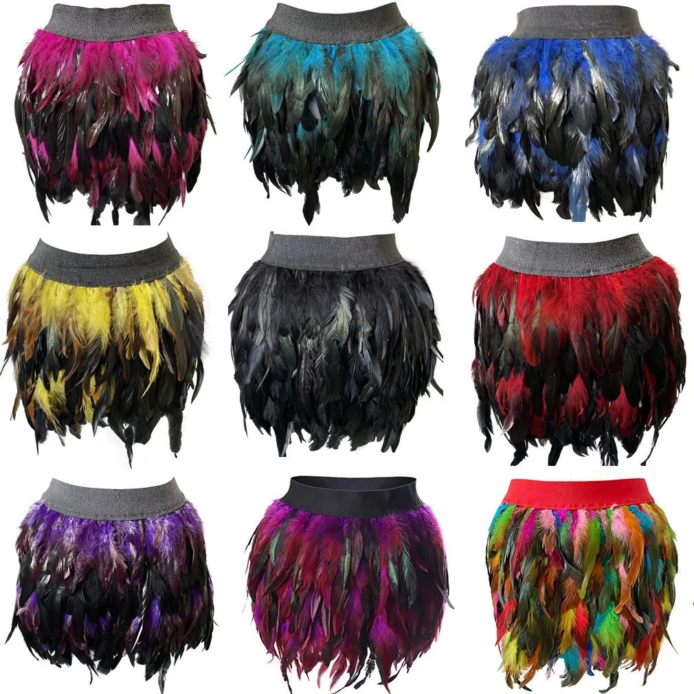 New Design Party Event Plumage Women Harajuku Sexy Lingerie Gothic Harness Garters Belt Swan Feather Skirt