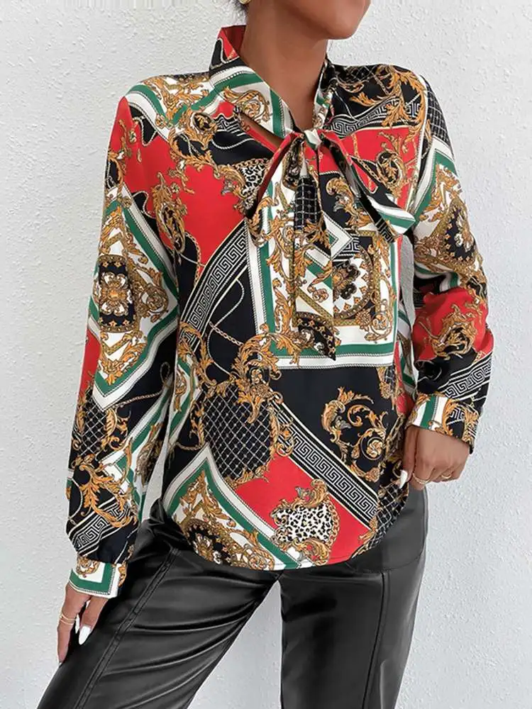 

VONDA Ladiec Chemise Tops Women Shirts Long Sleeve Lapel Collar Floral Printed Button Up y2k Style Blouse Stylish Retro Blusas