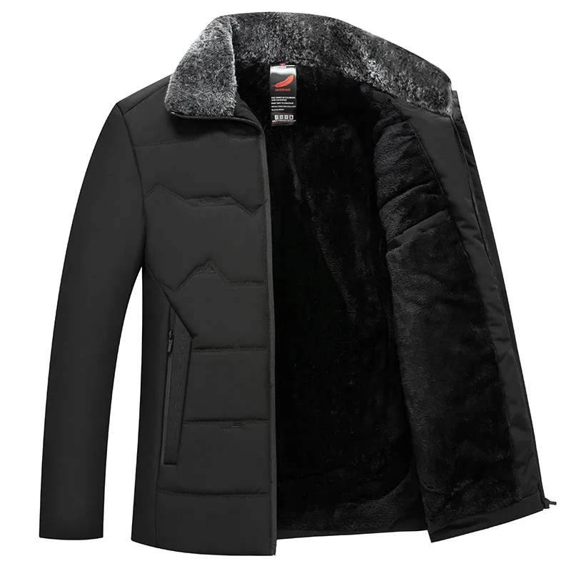 

Зимняя мужская теплая бархатная парка с меховым ворсом, утепленная куртка, мужское повседневное флисовое пальто, черная свободная ветровка с хлопковой подкладкой