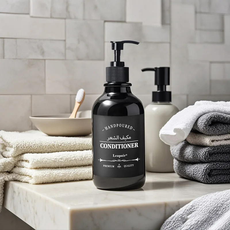 Многоразовый дозатор мыла 500 мл черные бутылки для шампуня и кондиционера с 3