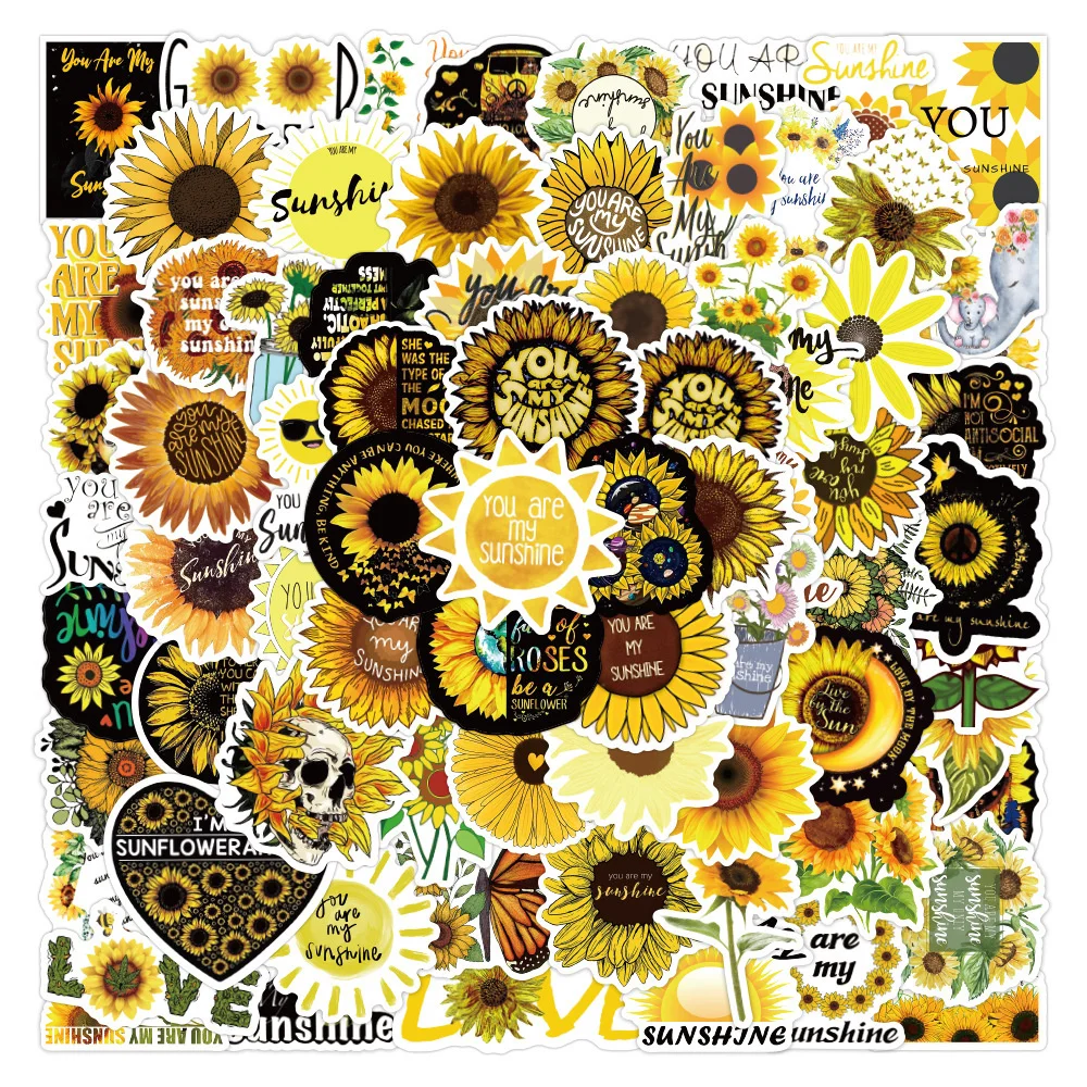 

10/30/50PCS Cartoon Sunflower Personality Graffiti Creative Sticker Desk Laptop Suitcase Car Guitar Waterproof Sticker Wholesale