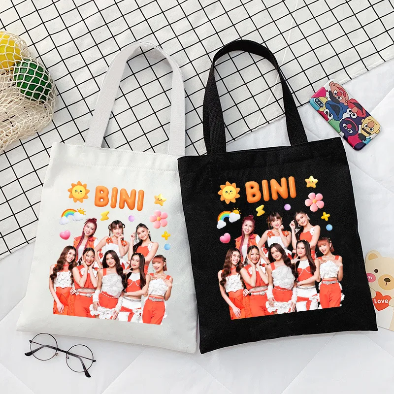 BINI Album Cherry On Top Photo Printed Tote Bag Модная большая вместительная холщовая сумка на плечо