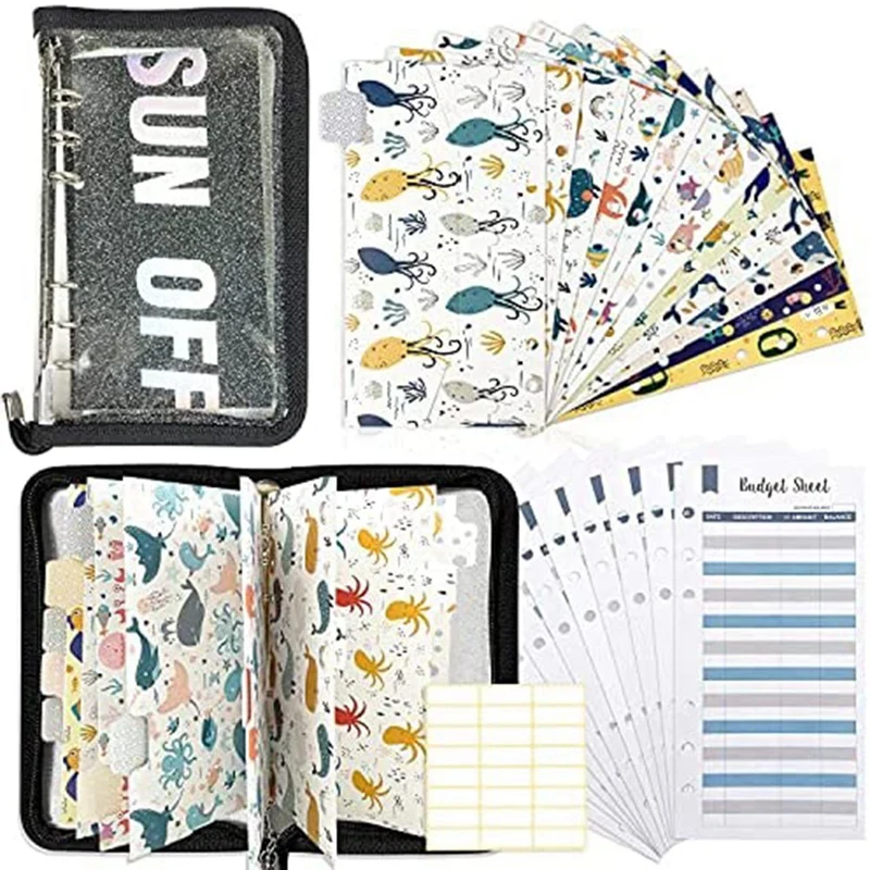 

A6 Binder Budget Money Organizer With 12 Cash Envelopes, Cash Envelopes For Budgeting Money Saving Binder