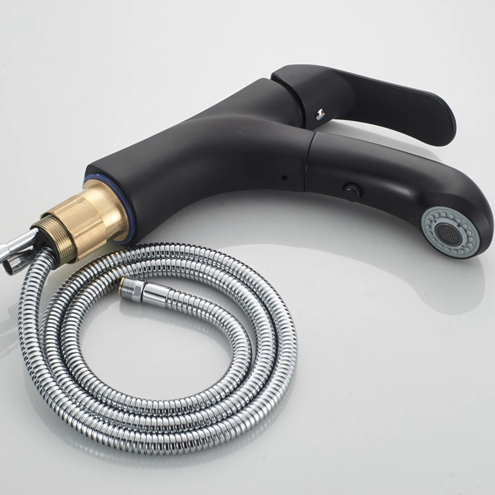 Onyzpily черный выдвижной смеситель для раковины с одной ручкой керамическая