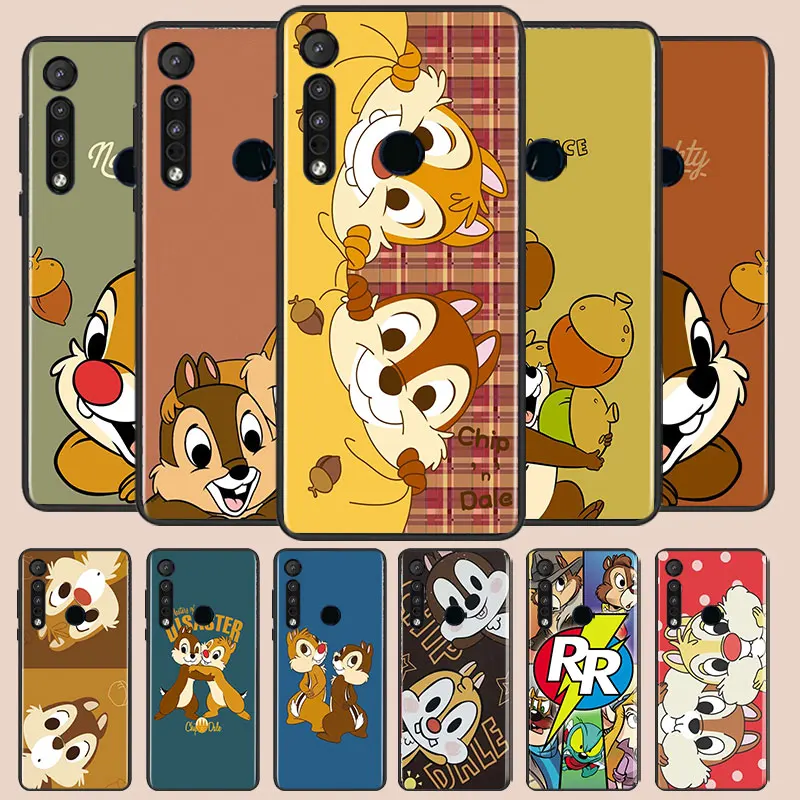 

Cute Chip 'n' Dale Phone Case For Motorola G10 G22 G31 G40 G60 G41 G50 G51 G60S G71 E6i E7i 20 30Pro Lite Black Silicone Back