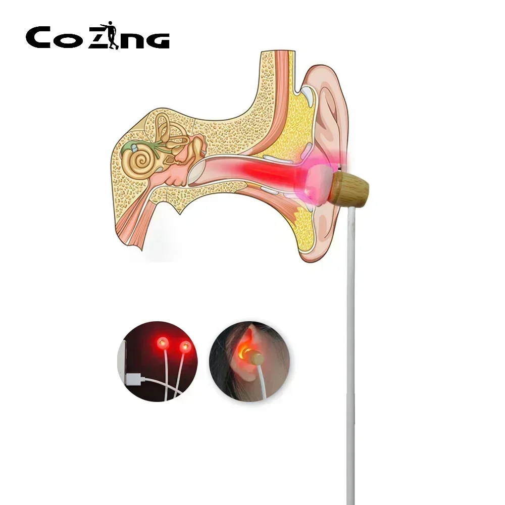 Tinnitus Treatment Ear Laser Therapy Relieving Hearing Loss Treat Deafness Earache Pain Ringing 650nm Red Light Earplug