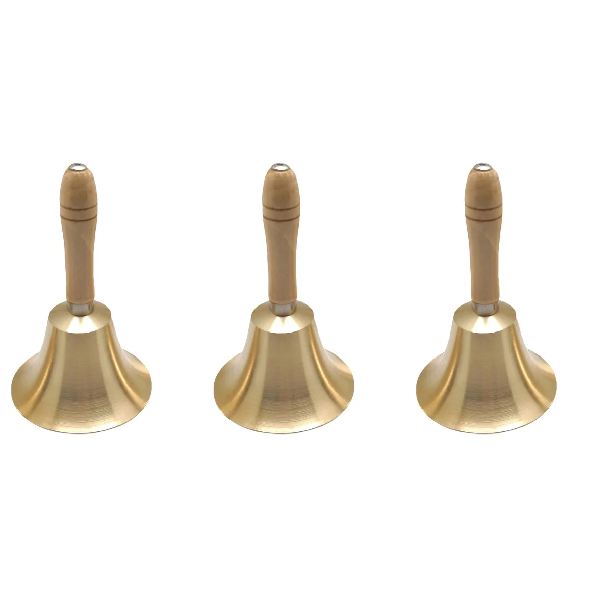 

3 pcs Hand Bell Brass Call Service Bell Handbell for School Hotel Restaurant Home