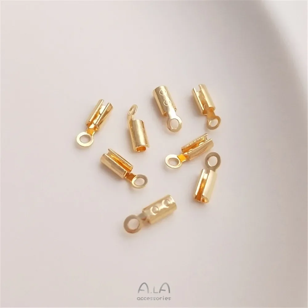 14-каратное позолоченное аксессуар круглый зажим кожаная веревка круглая