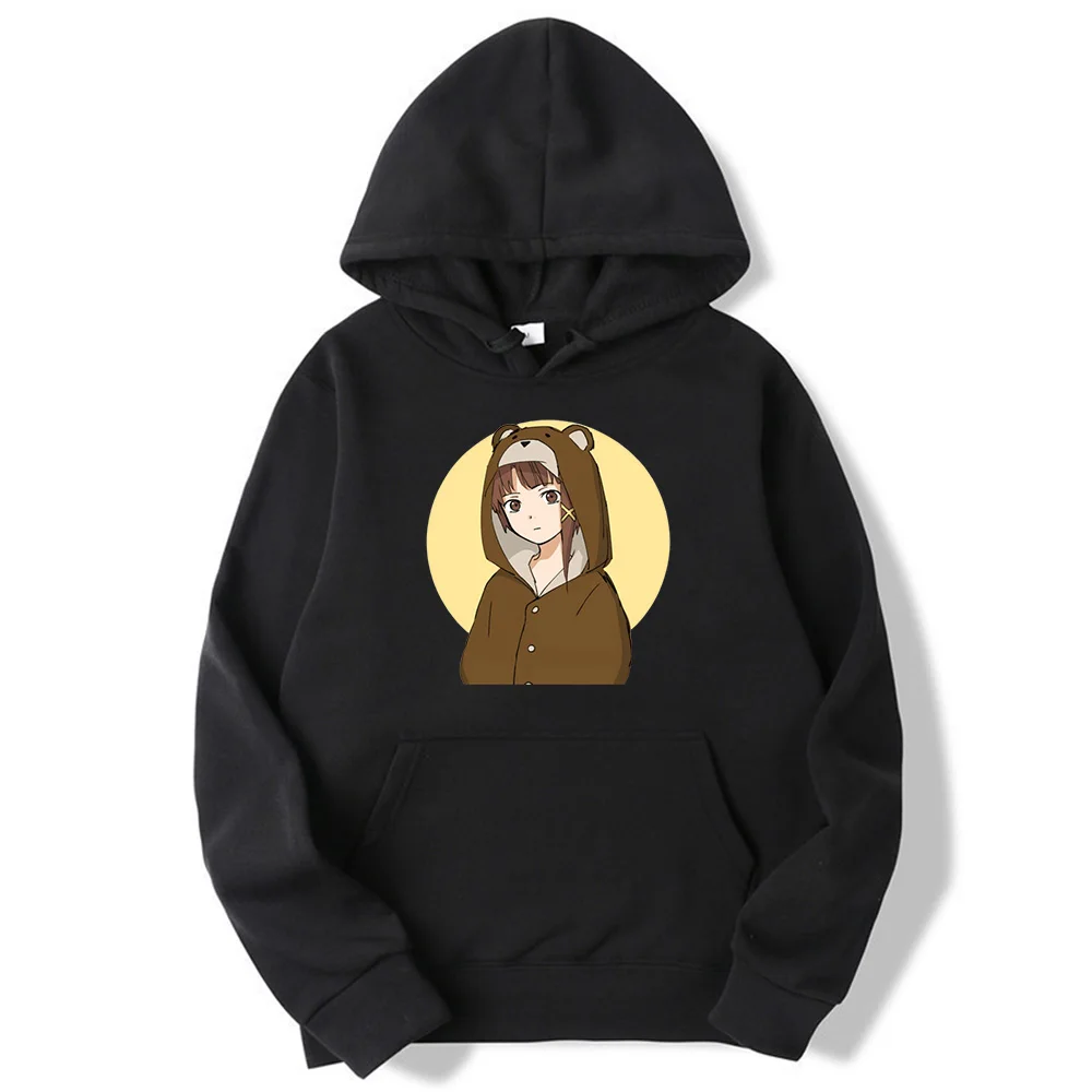 

Series Experiment Lain Anime 2D Printing Hoodie Men's Spring Autumn Fleece Plus Size Couple Home Pullover Women's Multicolor