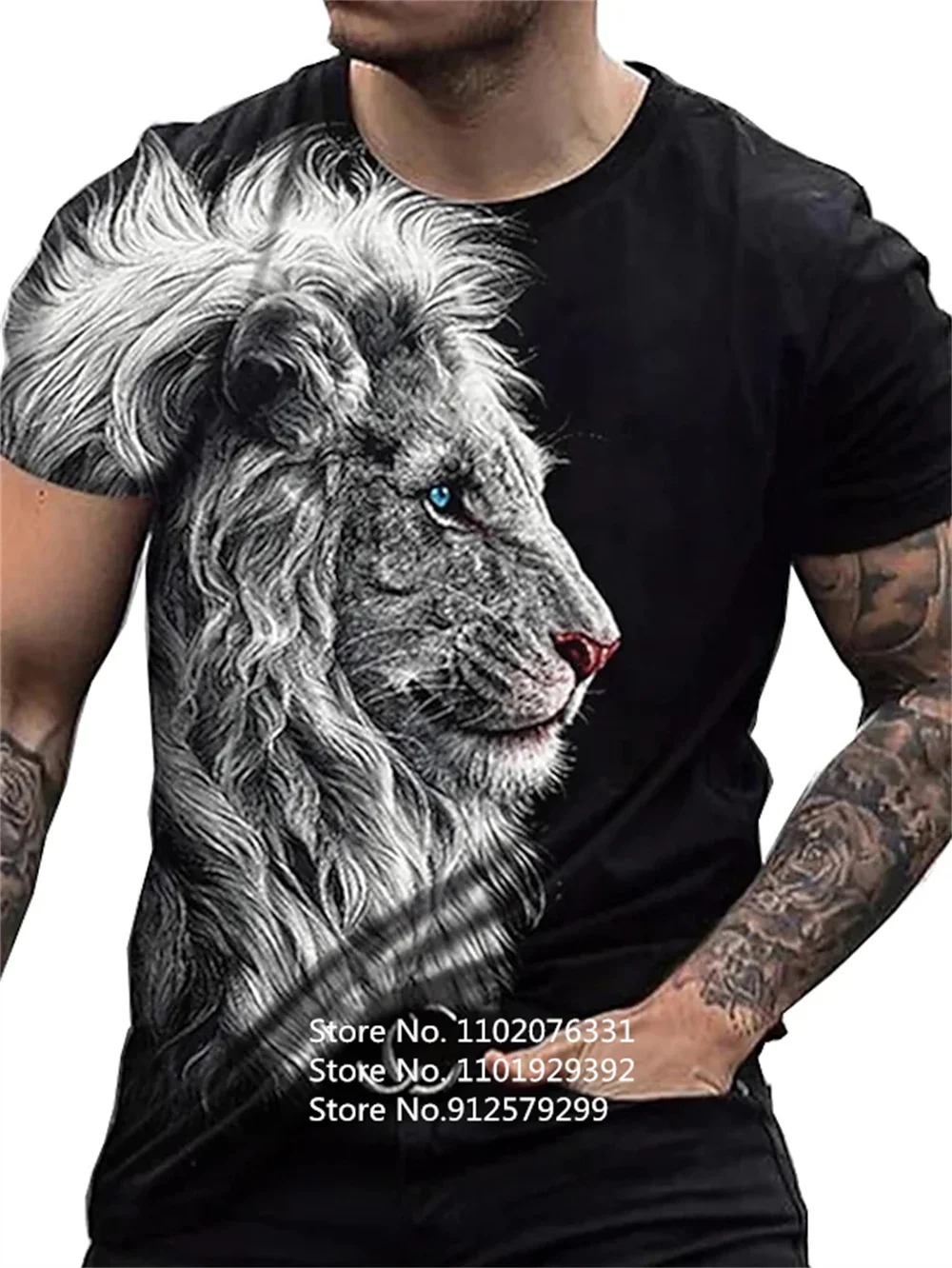 Купи Men's Fashion Men T-Shirt Funny Animal Lion 3D Printing T Shirt Casual Round Neck Short Sleeve Sport TShirt за 142 рублей в магазине AliExpress