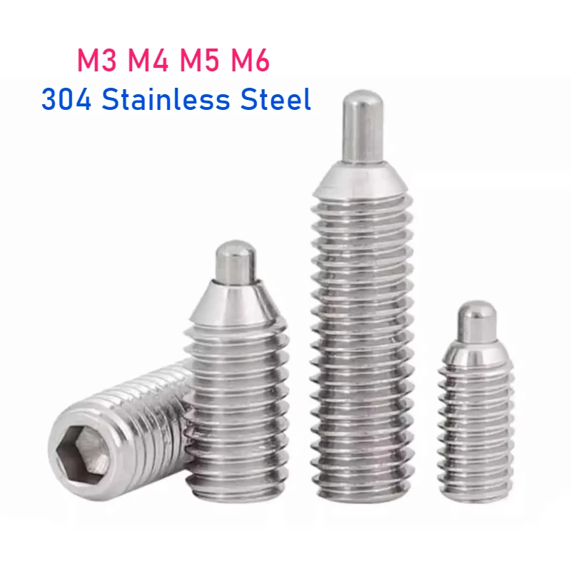 

2 шт. M3 M4 M5 M6 304 пружинные плунжеры из нержавеющей стали с круглым штифтом, винт с шестигранной головкой и пружинными штифтами
