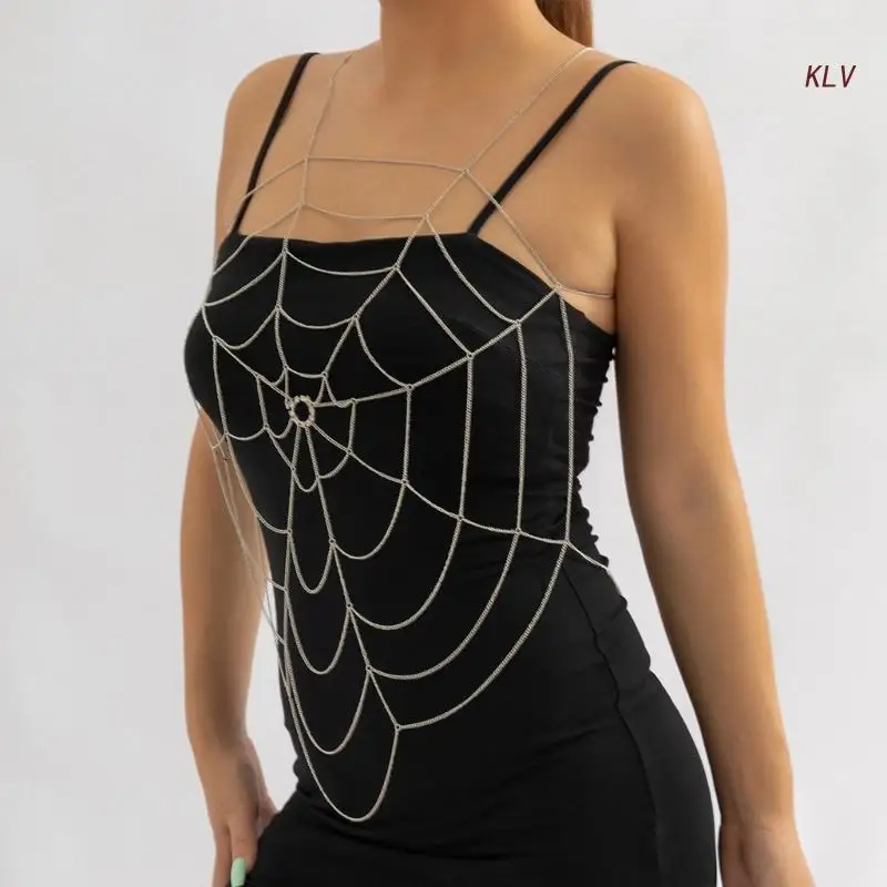 

Woman Bra Chain Jewelry Spiders Web Body Chain sexy Spiders Web Necklace Chest Bracket Body Jewelry Chest Chain Necklace