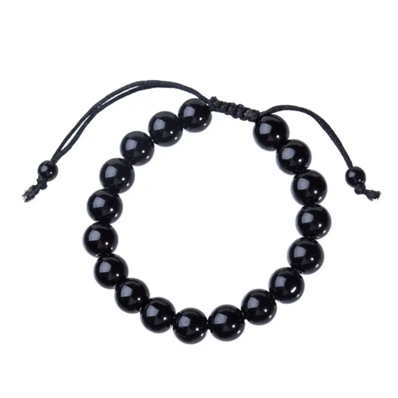 

Natural Obsidian Black Adjustable Bracelet Fitness Amulet Accs for Daily Wearing