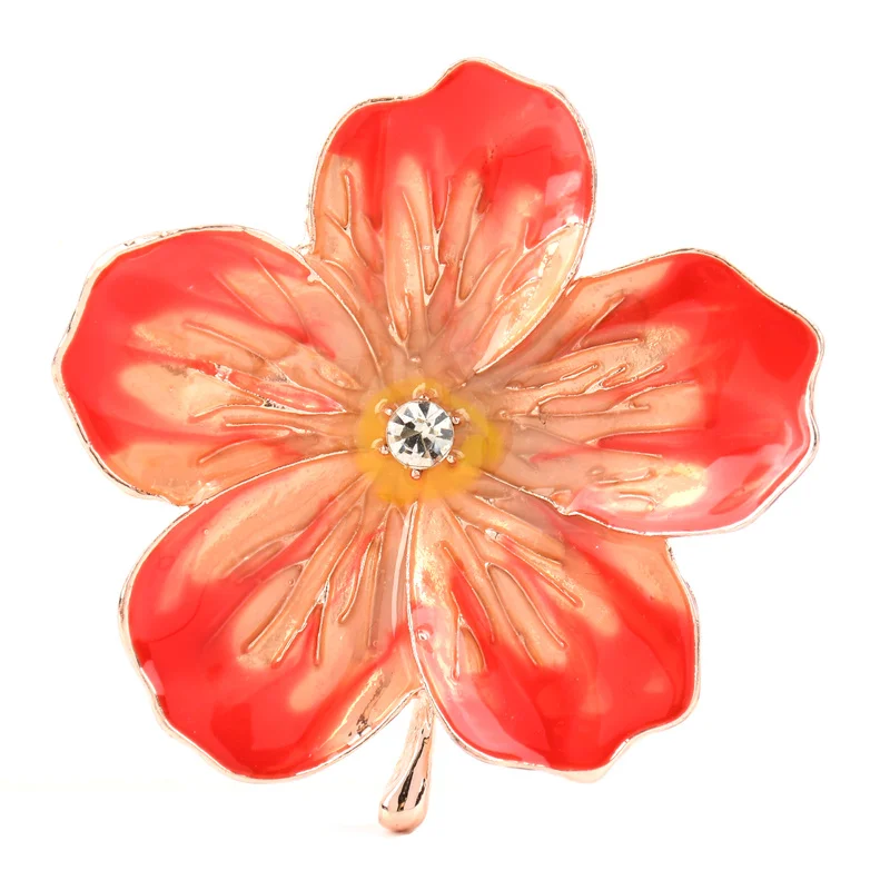 Стразы капельная красная брошь в виде цветов гибискуса для женщин из сплава Повседневная свадебная брошь булавки подарки