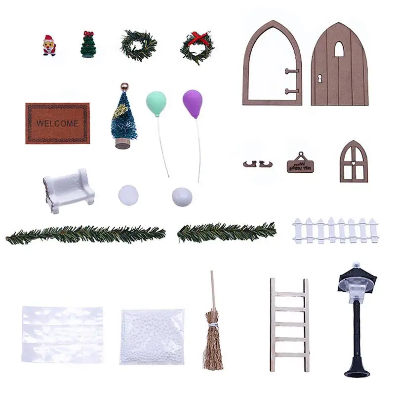 

Дверь гнома, Рождественский набор, мини дверь кукольного домика, гном, сказочные украшения, аксессуары, крошечный уличный Рождественский Декор, деревянный крошечный