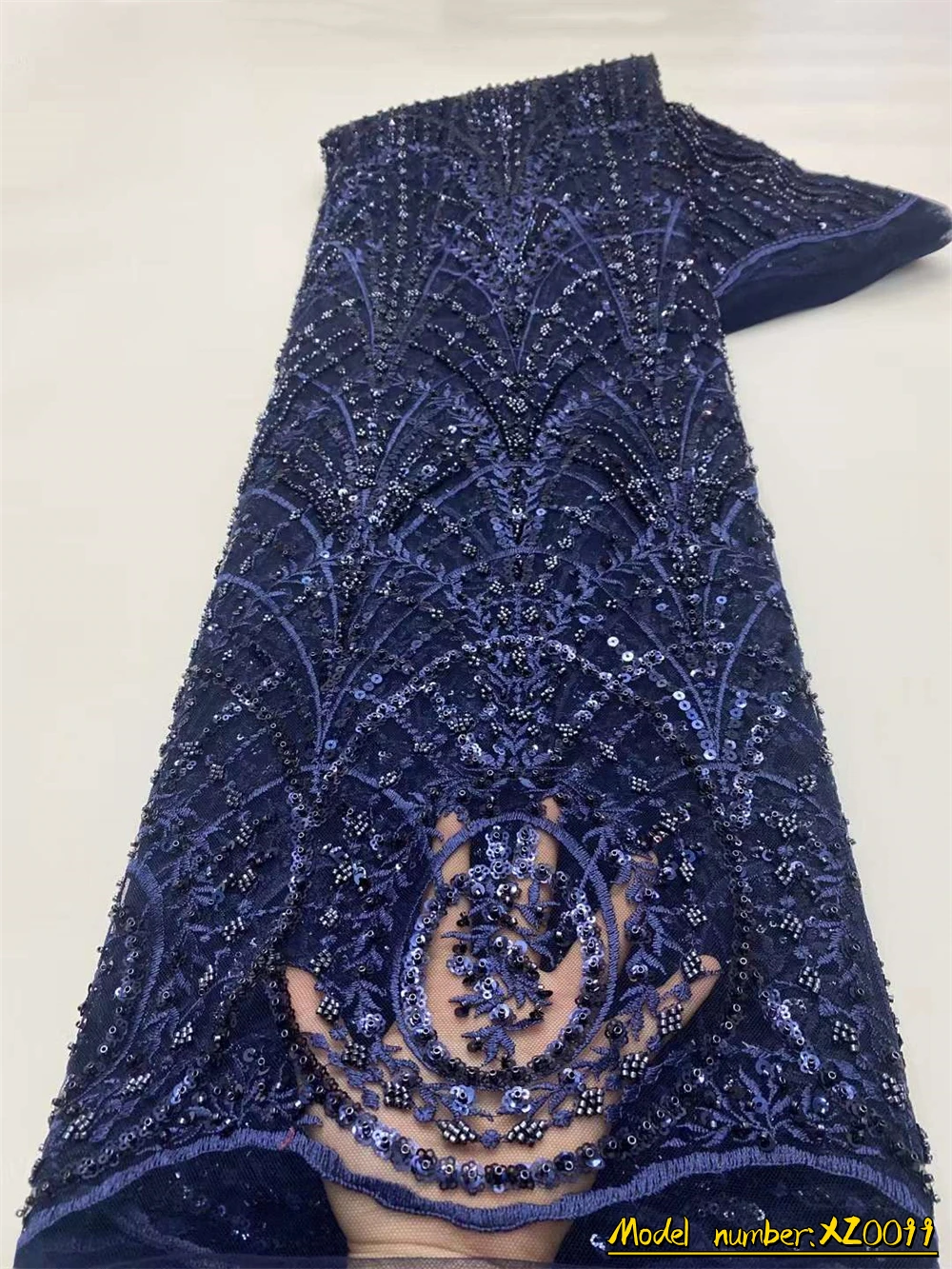 

OEMG Luxury Elegant Cassic Violet Beaded Lace 2022 African France Embroidery Tulle Fabric For 5 Yard Bride Wedding Dress XZ0099