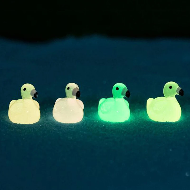 10 шт. мини-смола утки с фламинго миниатюры светящиеся в темноте сказочный сад