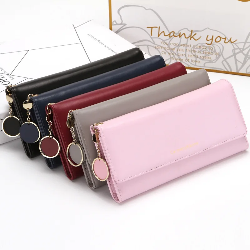 

New Fashion Women Wallets Brand Letter Long Tri-fold Wallet Purse Fresh Leather Female Clutch Card Holder Cartera Mujer