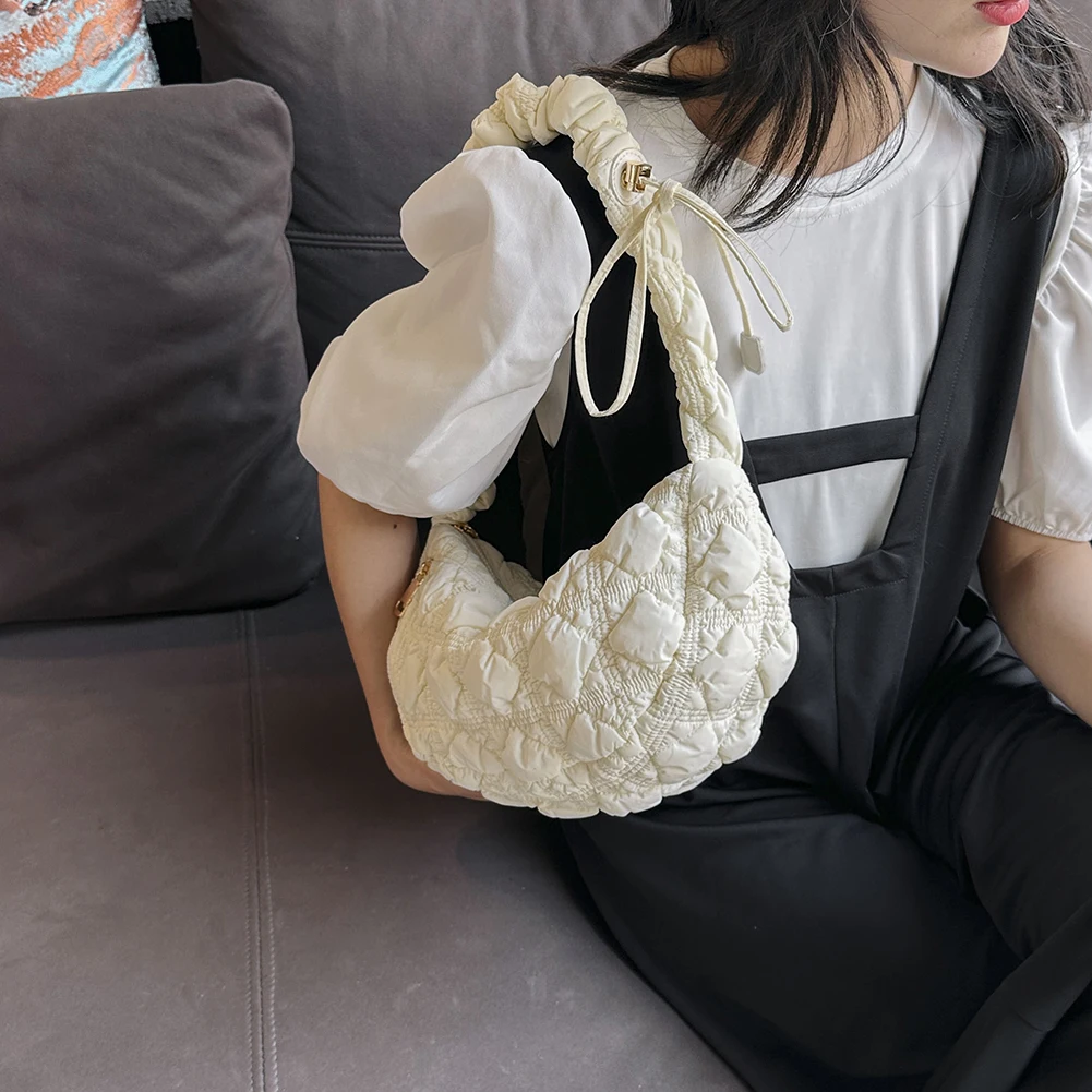 

Women Ruched Quilted Cloud Bag Nylon Shoulder Bags for Women Handbags Padded Tote Crossbody Messenger Bags Shopper Purses Clutch