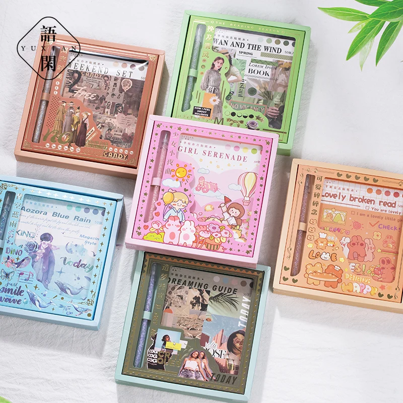 

Journamm 50sheets Stickers Art Utility Knife Planner Travel Seal Cute Stationery Junk Journal Supplies Scrapbook Album Office