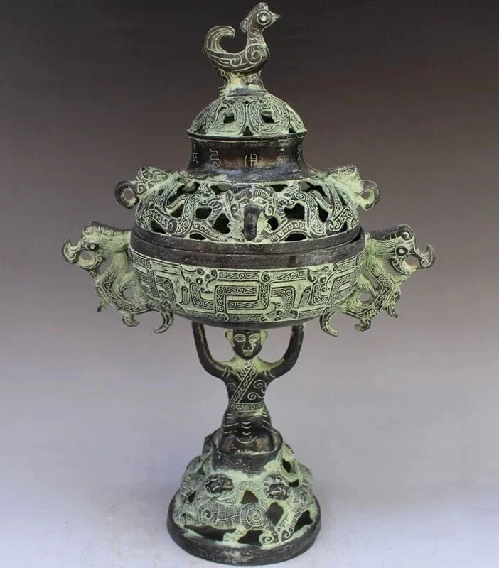 Очень красивая китайская бронзовая курильница ручной работы