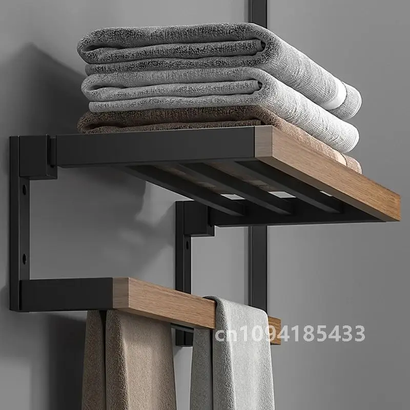 Полка для оборудования ванной комнаты черные деревянные аксессуары настенная