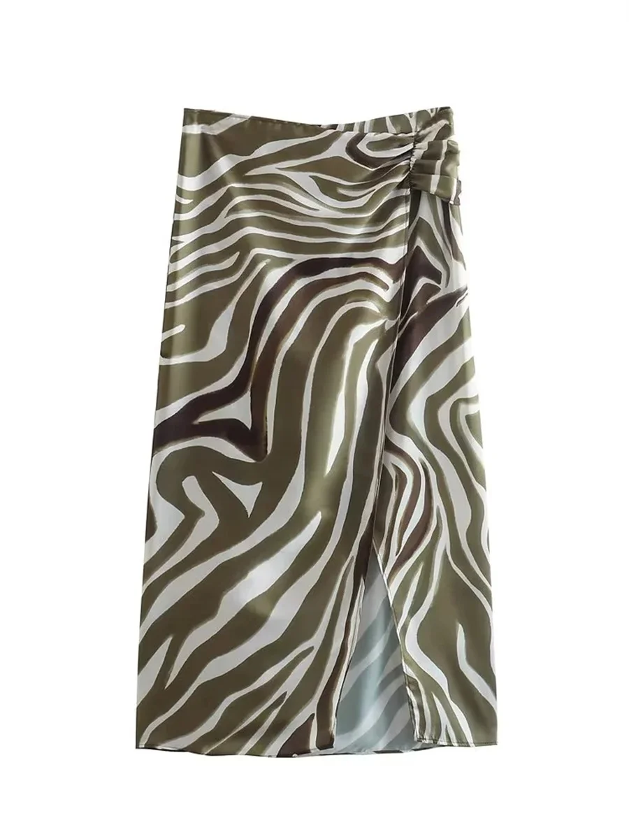 

Women Fashion Animal Texture Straight Sarong Skirts 2022 Summer New Side Silt Zipper Fly Casual Chic Falda Mujur