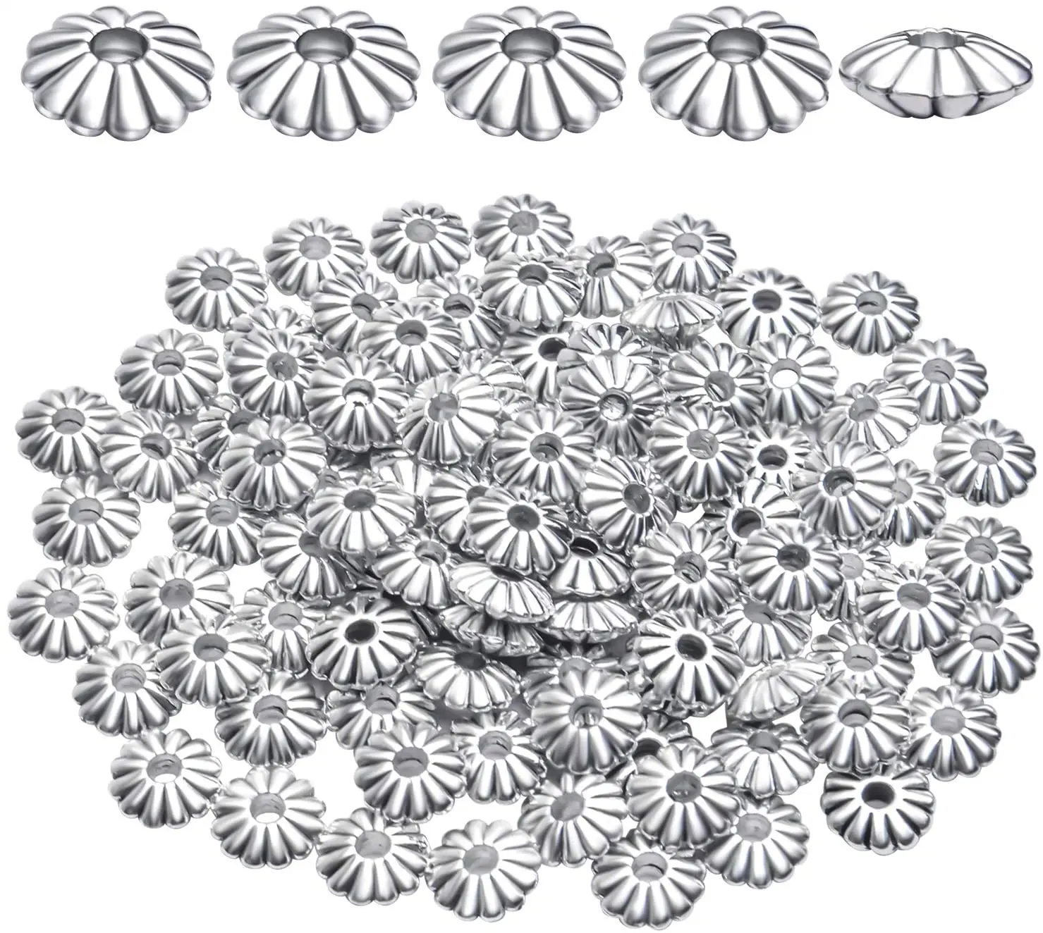 

100 шт., серебряные бусины-разделители для украшений