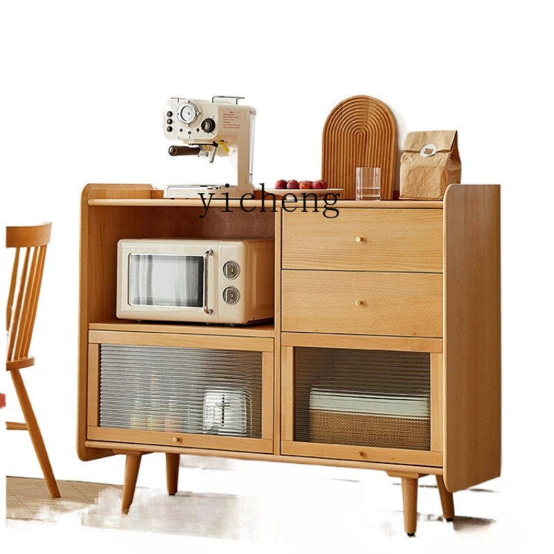 

ZC Solid Wood Sideboard Storage Cabinet Living Room Wine Cabinet Tea Cabinet Kitchen Cupboard Locker