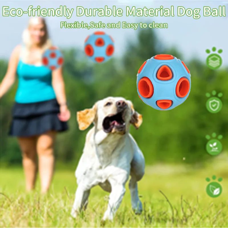 Dog Toy Training Ball Chew Rubber Handle with Bell and Led Light Inside Interactive Training