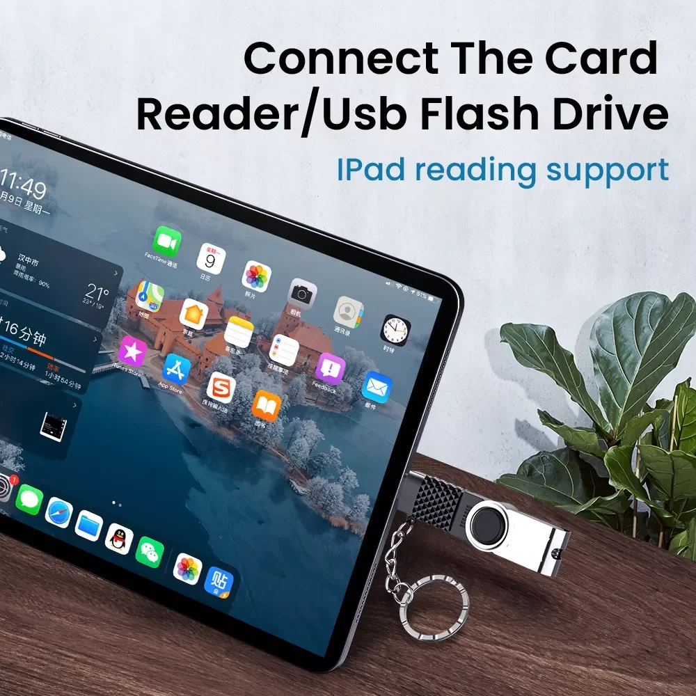 iPhone Mini USB 3.0 To Lighting 8 Pin OTG Adapter With Key Chain For iOS 13 14 Above system Sync Data OTG Adapter Converter