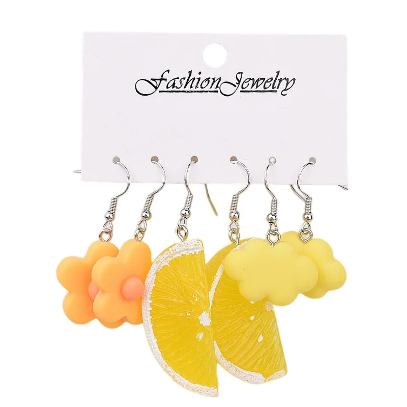 Novel Fruit Animal Charms Earrings Fashion Pendant Jewelry Accessories Dangle Earrings for Women Girls Birthday Party Gifts
