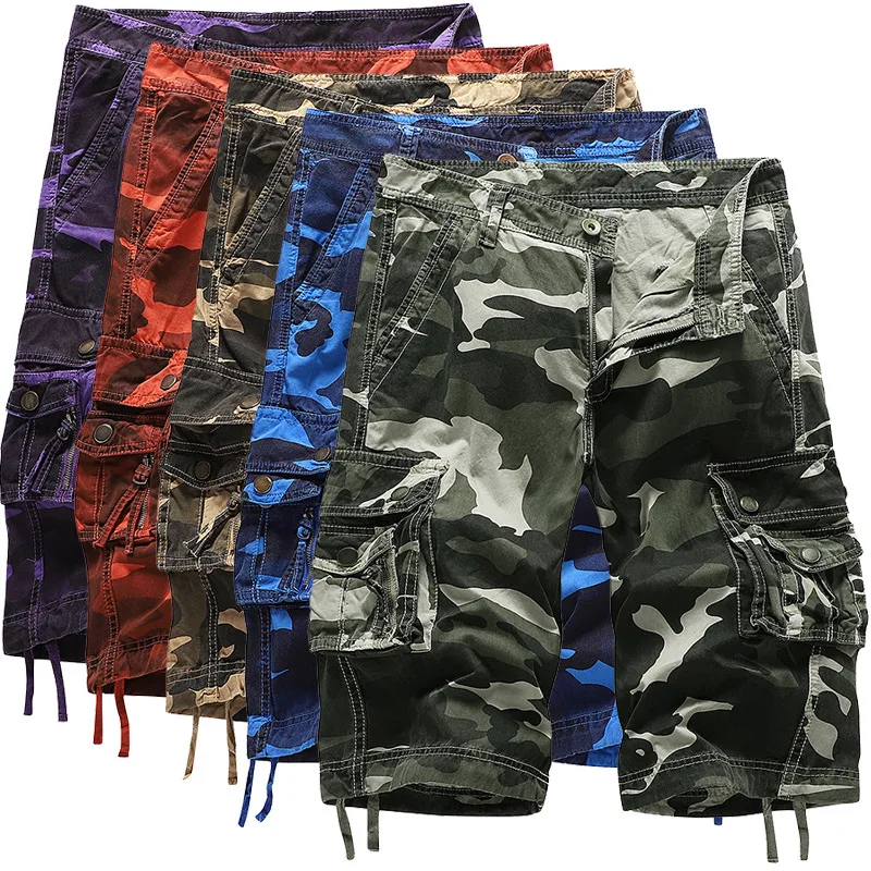   Summer  Men's Loose Casual Five Division Pants Camo Shorts Multi Pocket Pants A083 
