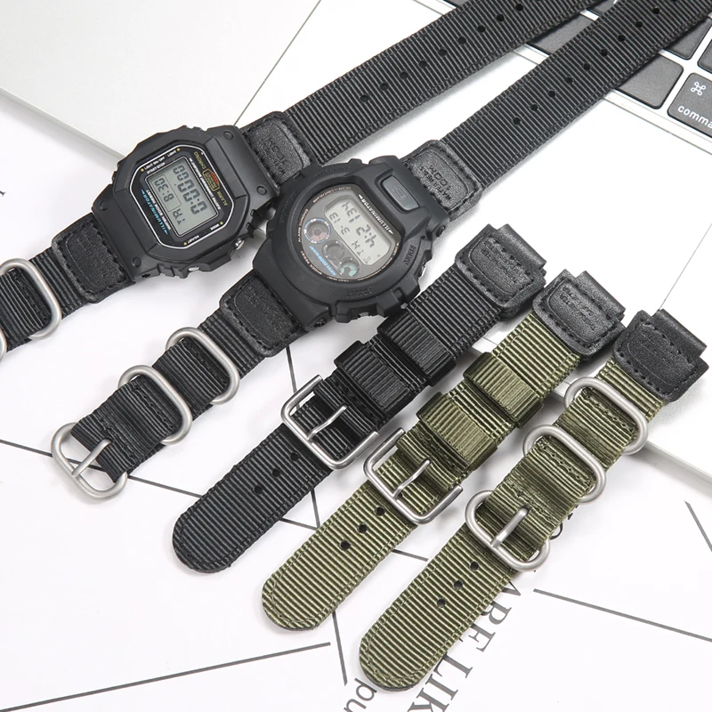 Фото Ремешок для часов 16 мм для Casio G-SHOCK GA-110 800 2100 GD100 120 G8900 5600 GW-M5610 6900 GLS-8900, нейлоновый ремешок для часов №1