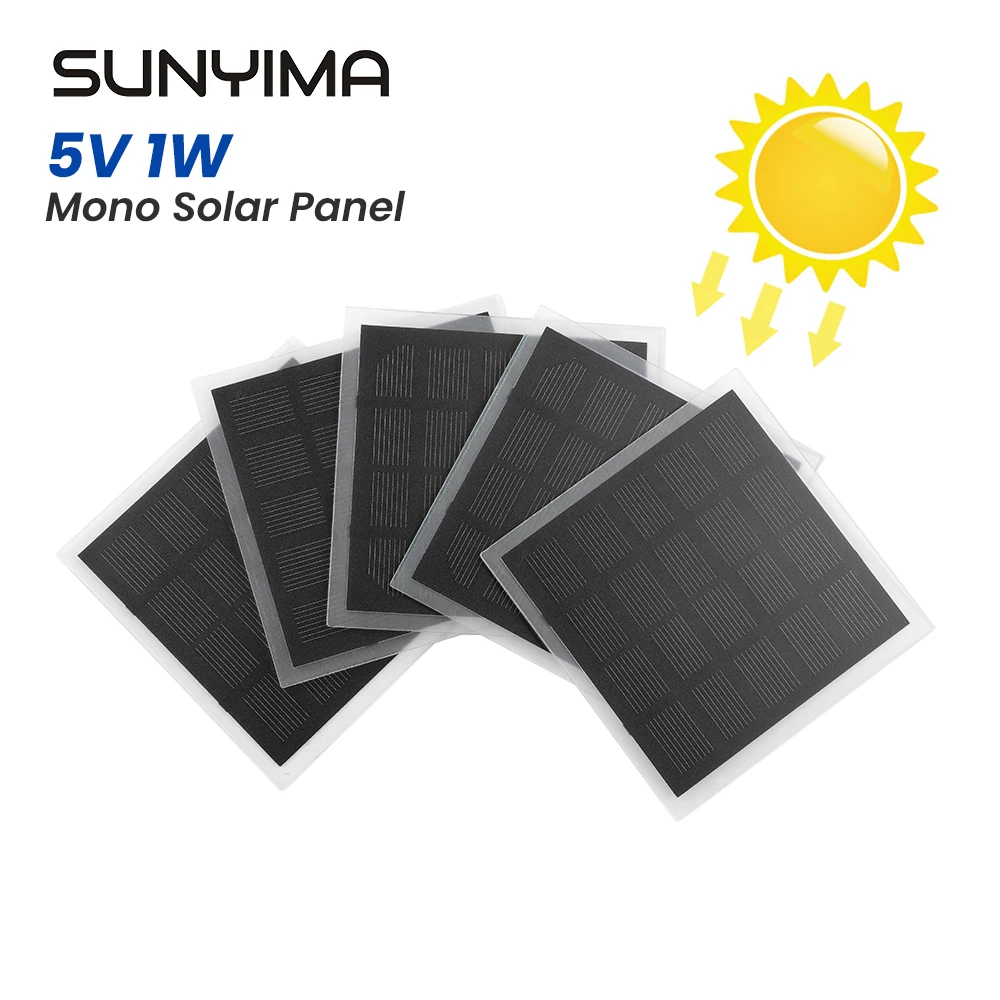 

SUNYIMA 5 Pieces 5 V 1 W Mini Solar Cells 3.93 x 3.93 Inches for Solar Energy Photovoltaic DIY System Kits