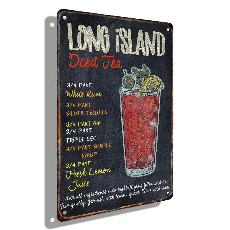 Винтажная металлическая вывеска для коктейлей Оловянная живопись постер bBillboard