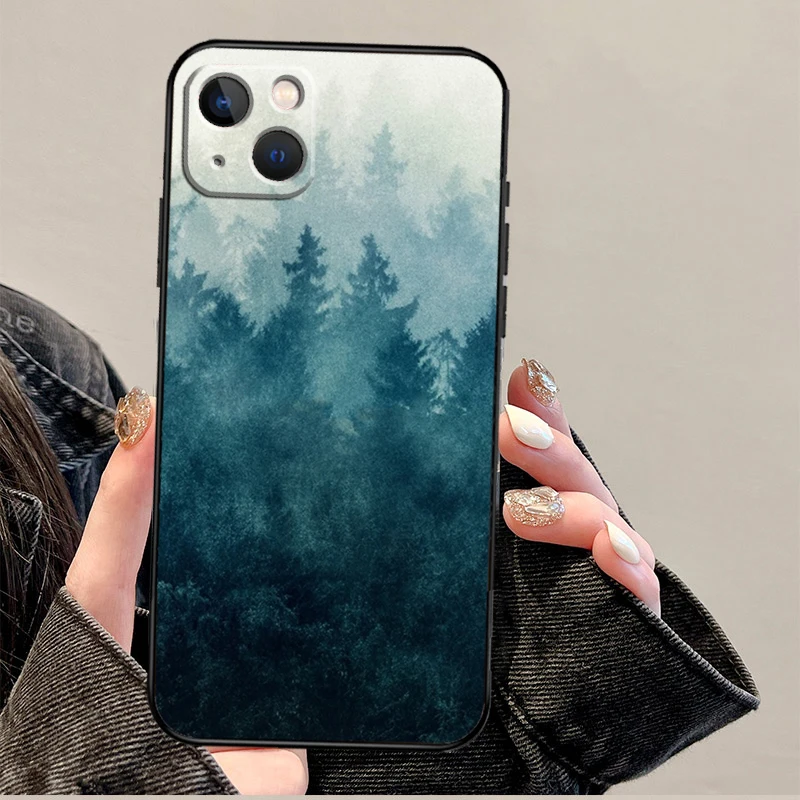 Чехол Лесные деревья для iPhone 14 11 12 13 15 16 Pro Max Mini Plus X XR XS