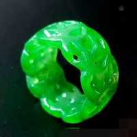 classic natural myanmar green jade ring handmade sculpture hollow out simple jade ring men party jewelry gift rings for men