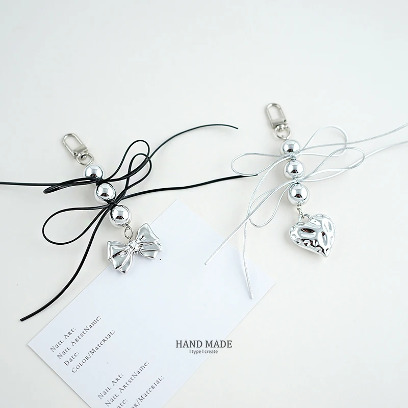 INS Южная Корея Простая мини-Любовь Ретро Лента Лук Подвеска из бисера Ключ
